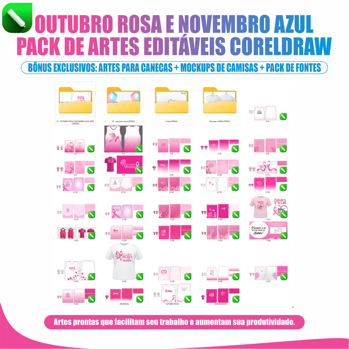 Bônus exclusivos do Pack Outubro Rosa e Novembro Azul